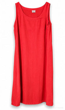 CLICK Red Tencel Midi Dress XL Minimalist Artsy Boho Lagenlook Capsule Wardrobe